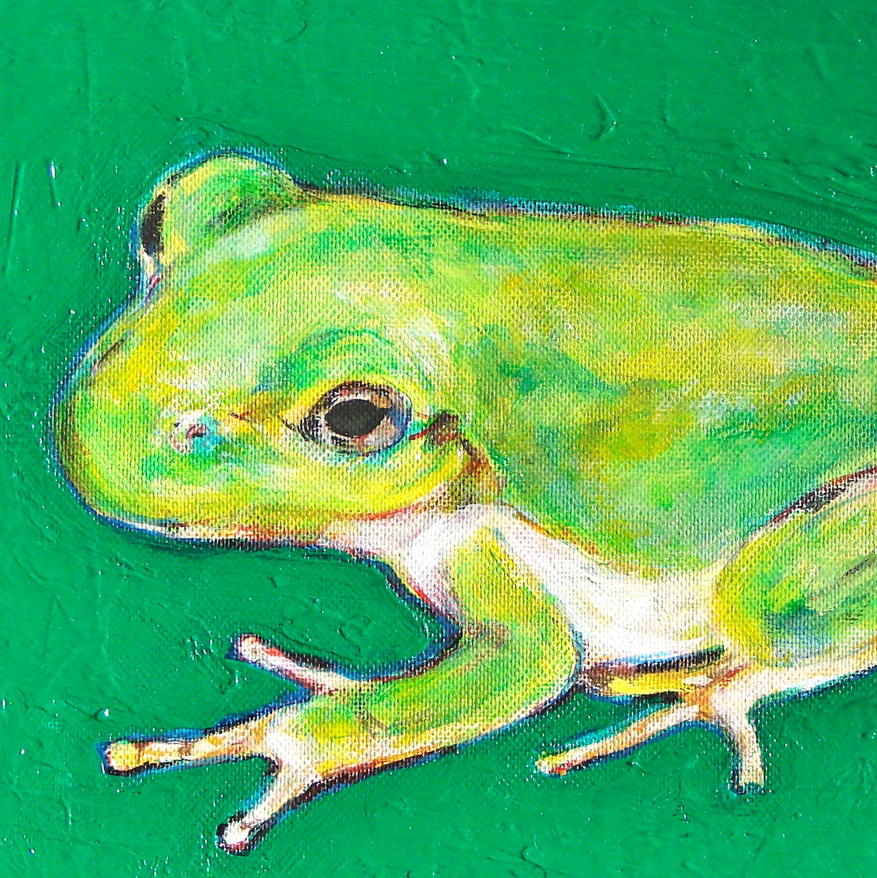 送料無料 「カエル」 原画 フレーム付き アクリル画 （アート作品