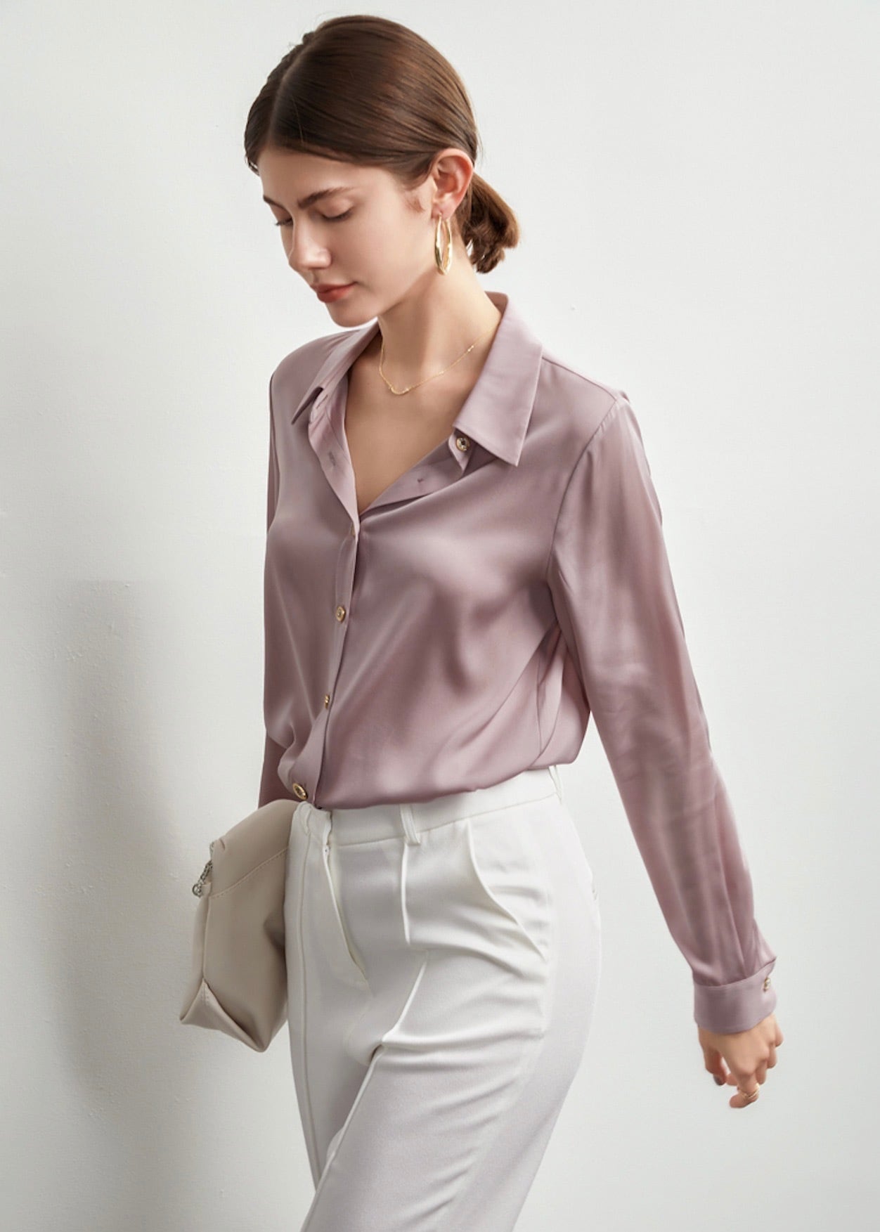 天然 シルク】スタンダード長袖シルクシャツブラウス | Susy.