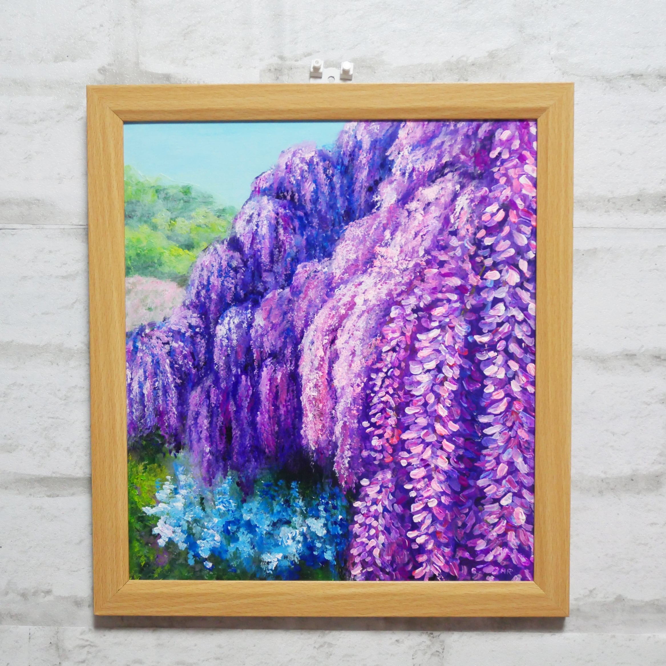 油絵 油彩 油彩画 絵 絵画 【流れ咲く藤の花】 | HIROSHI1990