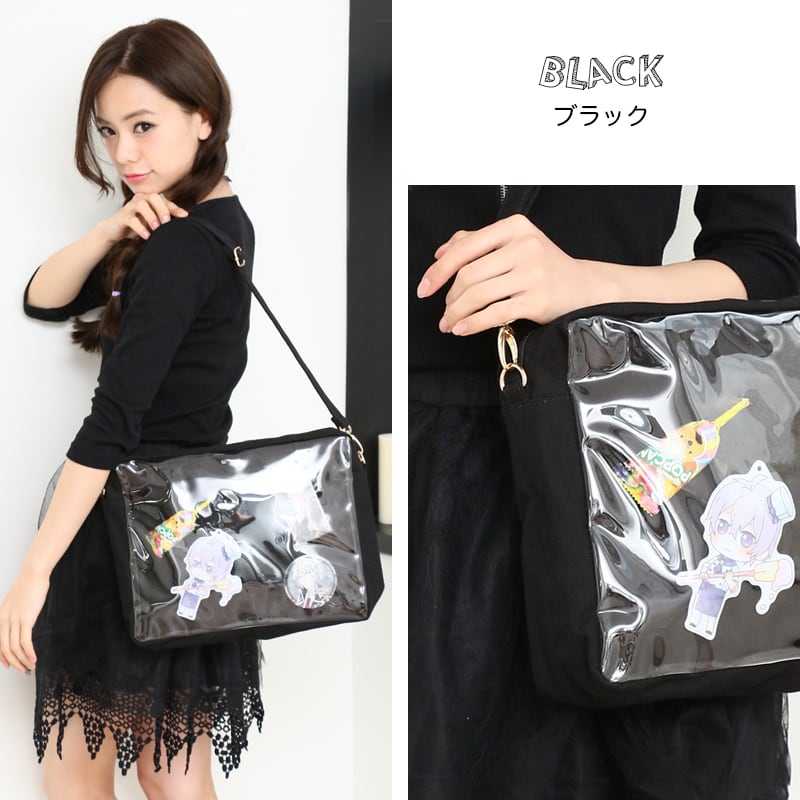 痛バ 痛ポーチ カスタマイズ 痛バッグ 魅せバ ラージサイズ 黒