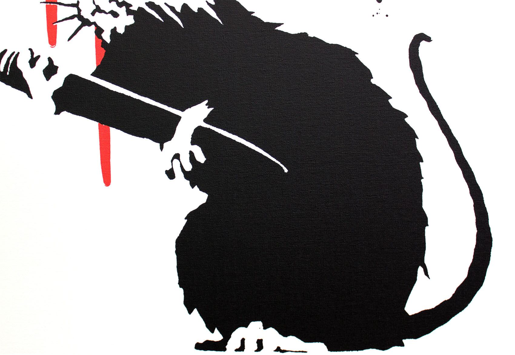 バンクシー「ラブ ラット/Love Rat」展示用フック付きキャンバス