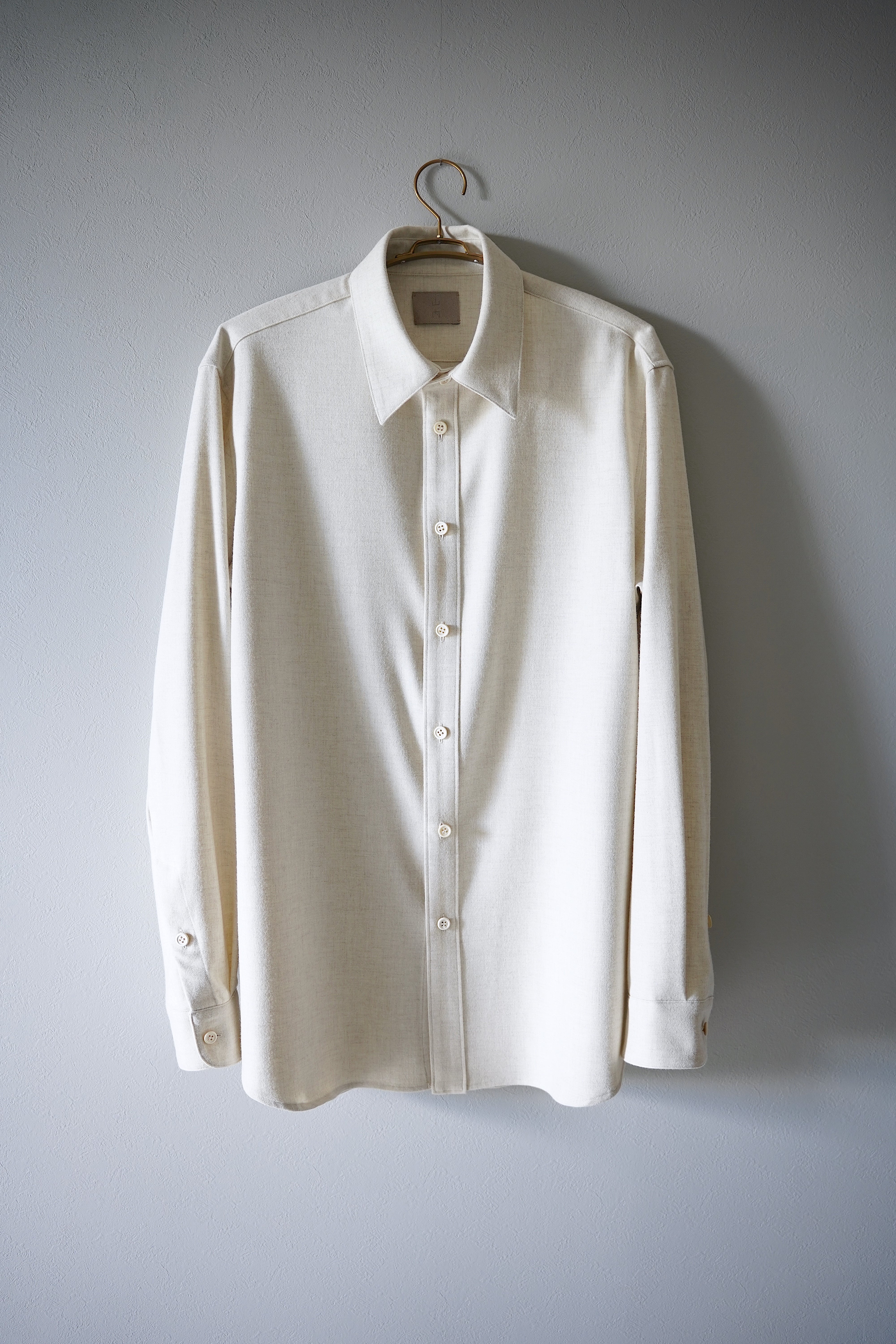 山内 ネップシルクウール・オープンカラーシャツ | DE OJAL omomuki