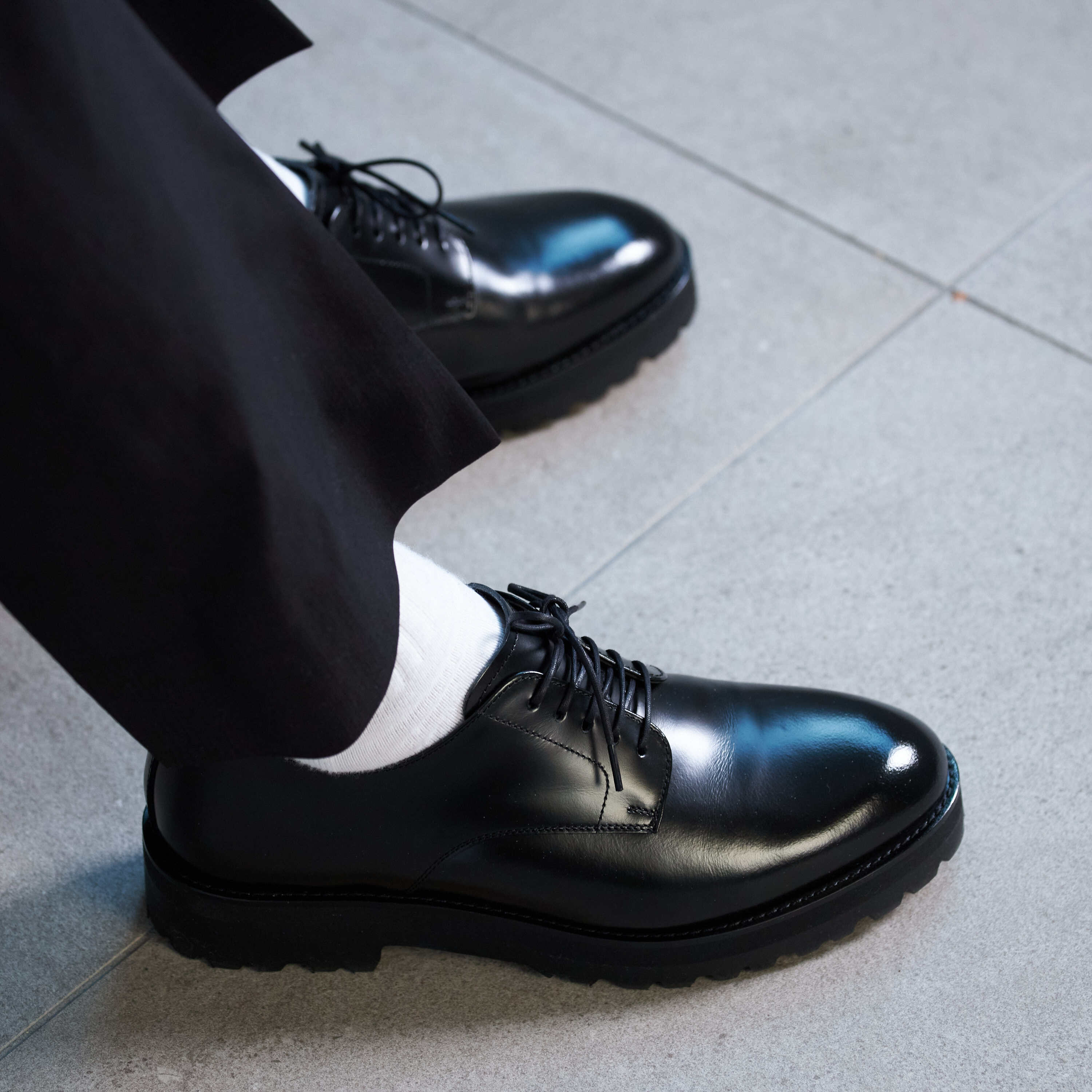 6cmUP シークレットシューズ〉ラウンドトゥ／黒 | 6cmアップのメンズ