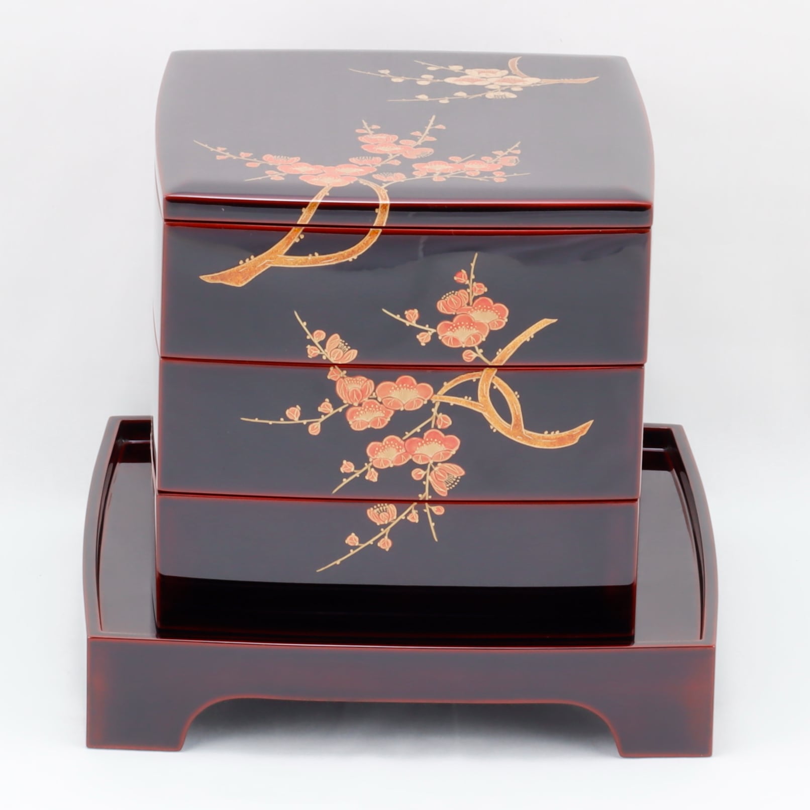 7 輪島塗 三段重／紅白梅蒔絵／重台付き | 輪島塗 加藤漆器店 公式