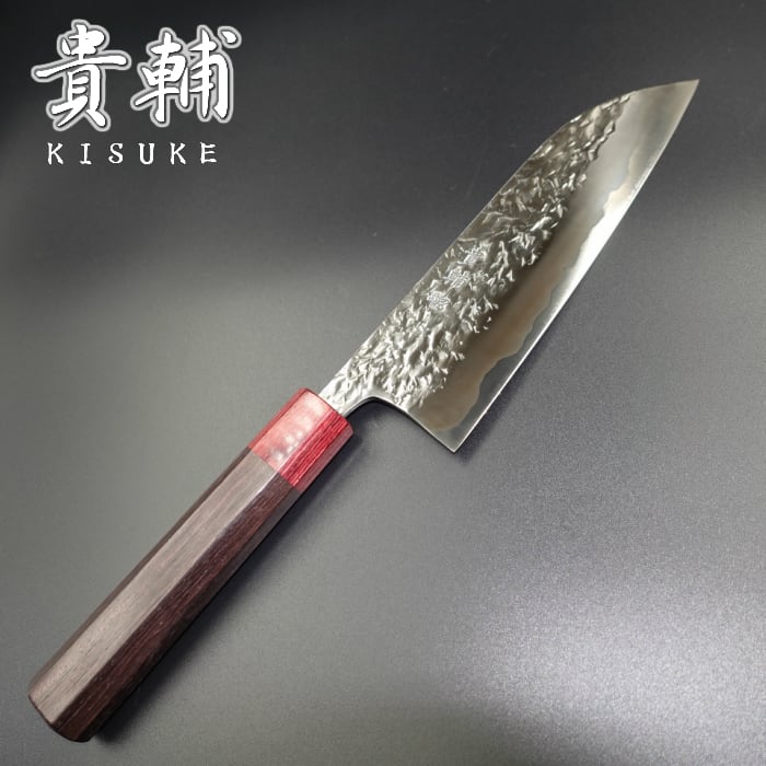 貴輔 包丁 ペティ ナイフ ATS-34 ステンレス 120mm 鎚目 紫檀八角柄 口