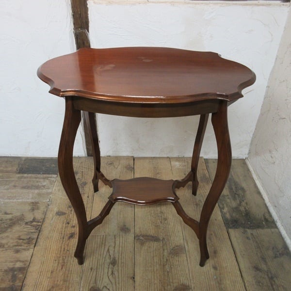 英国アンティーク木製サイドテーブル/オケージョナル机/飾り棚/花台(91