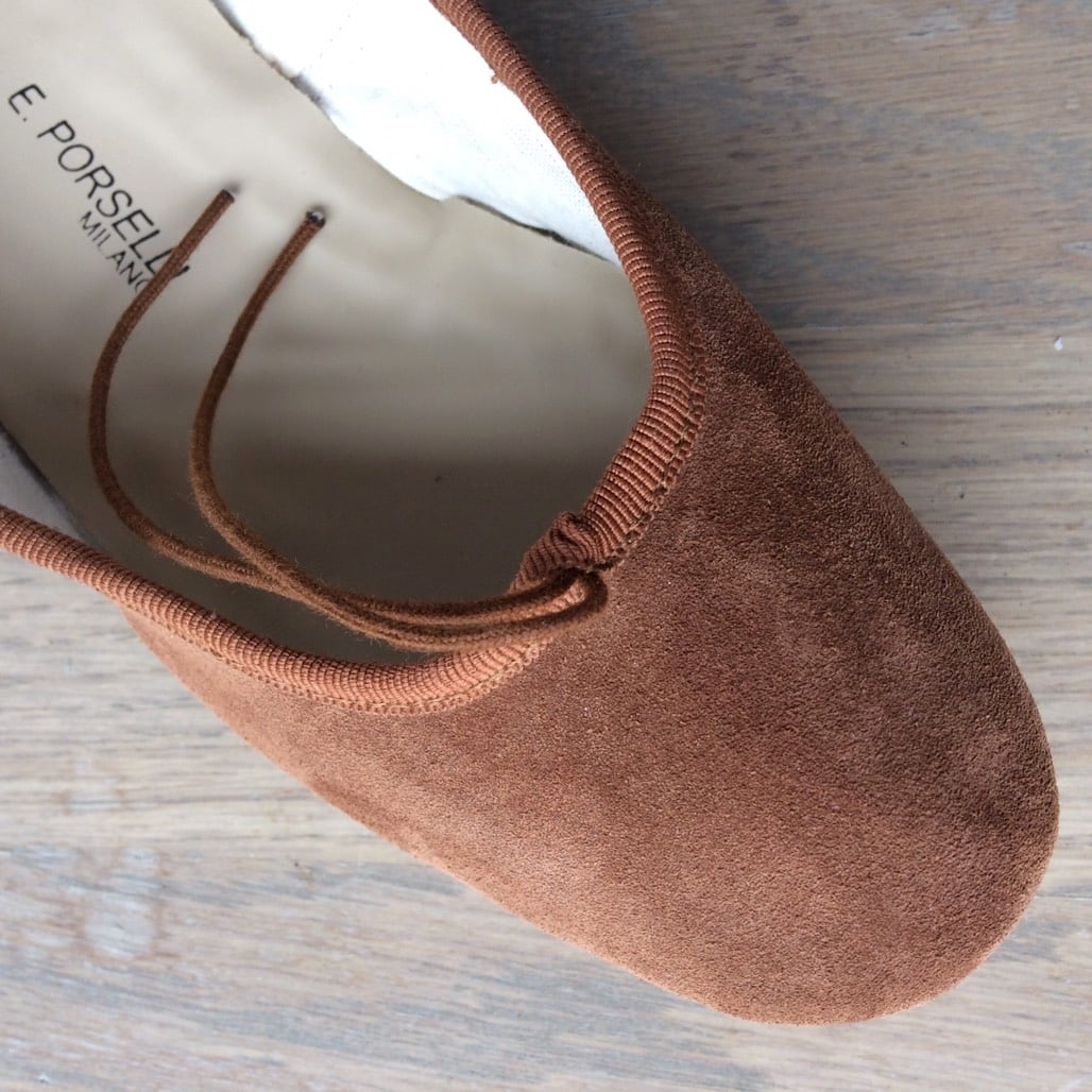 ポルセリ ブラウンスエード バレエシューズ No.C11 Marrone