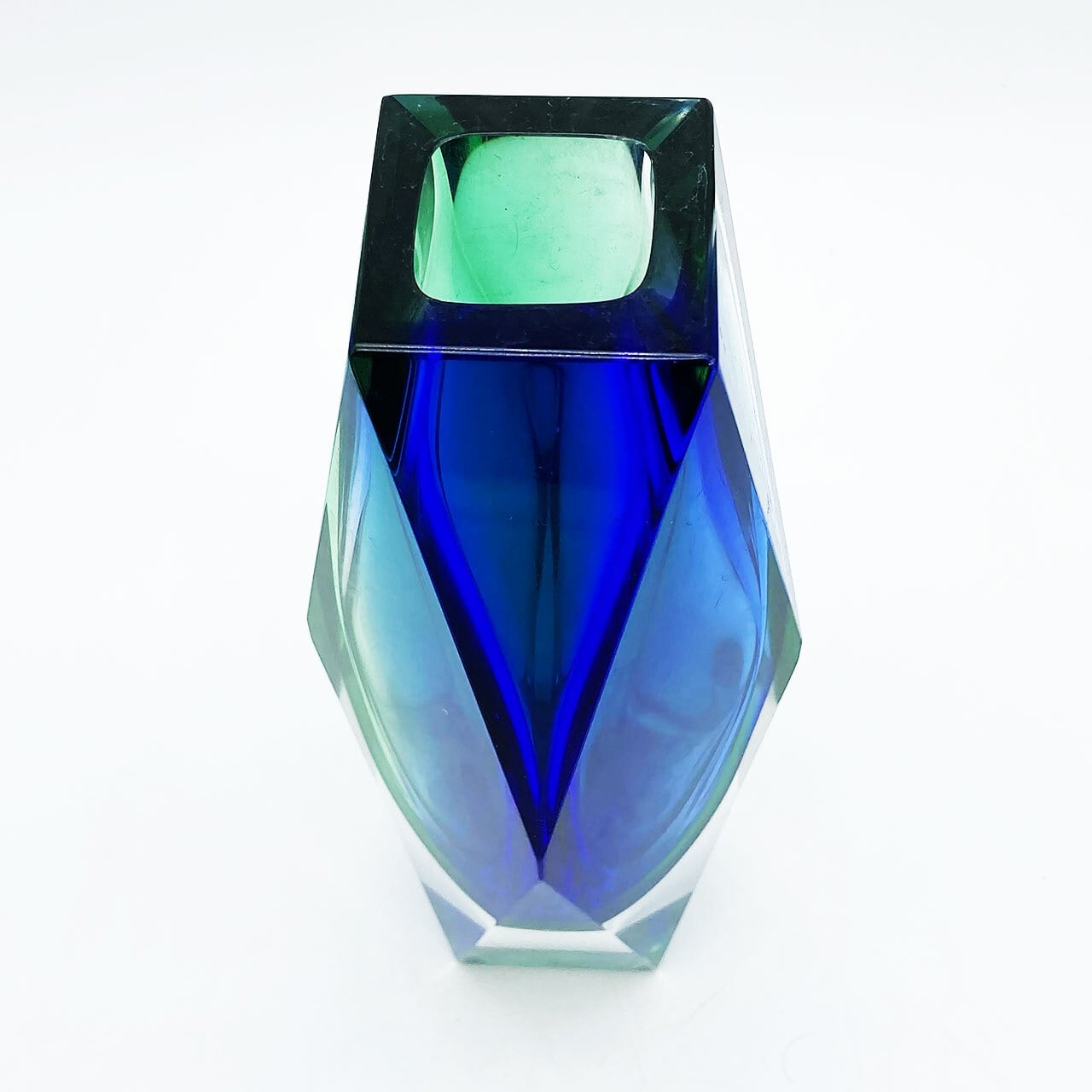 ヴェネチアガラス ムラノ SOMMERSO 花瓶 一輪挿し ブルー グリーン