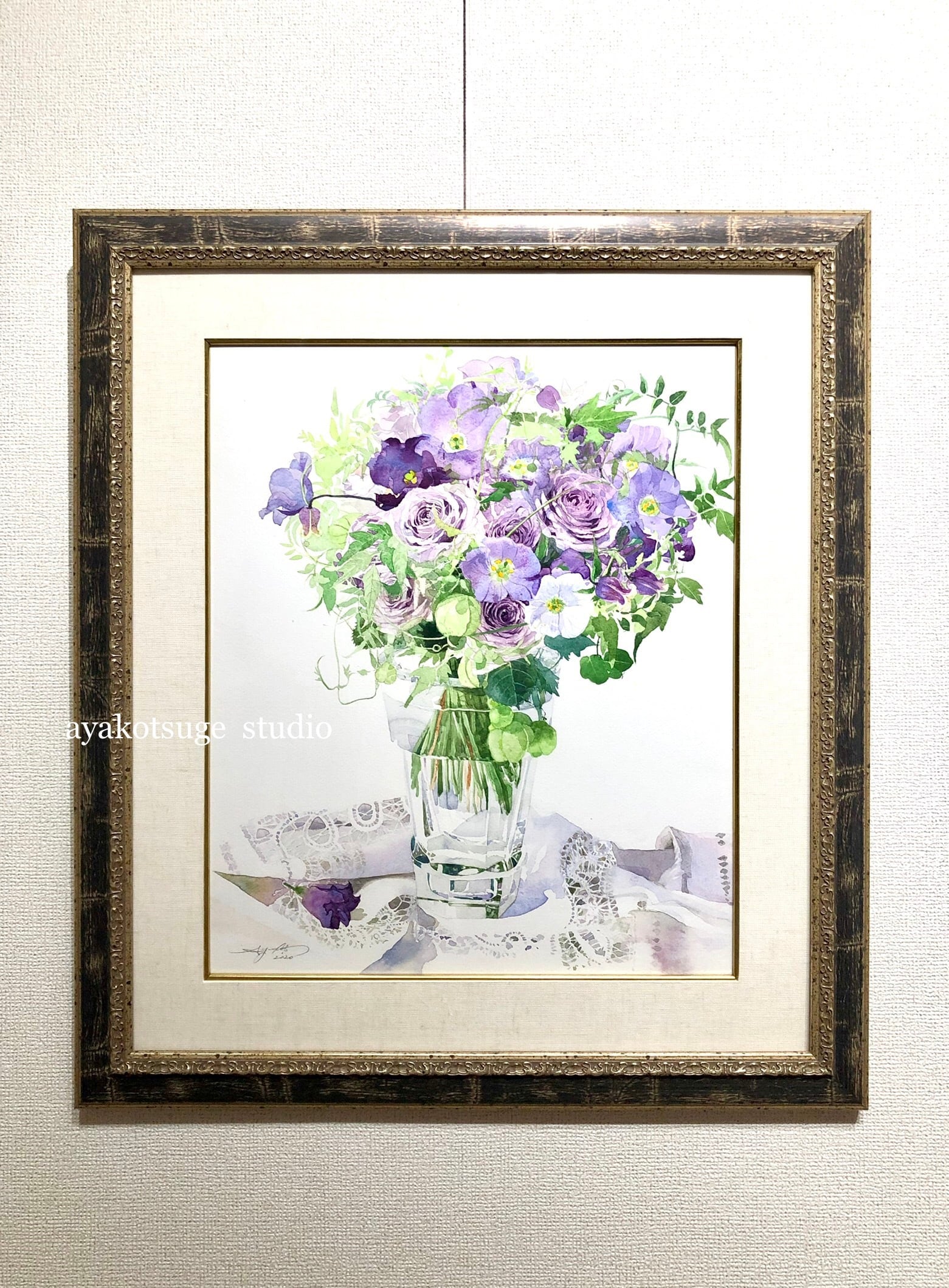 F6サイズ バラの水彩画描きおこしオーダー - F6 size rose watercolor