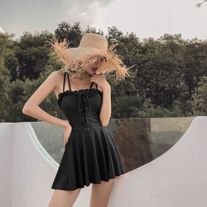 ワンピース 水着 スイムウェア 体系カバー水着 紐 リボン ウエスト