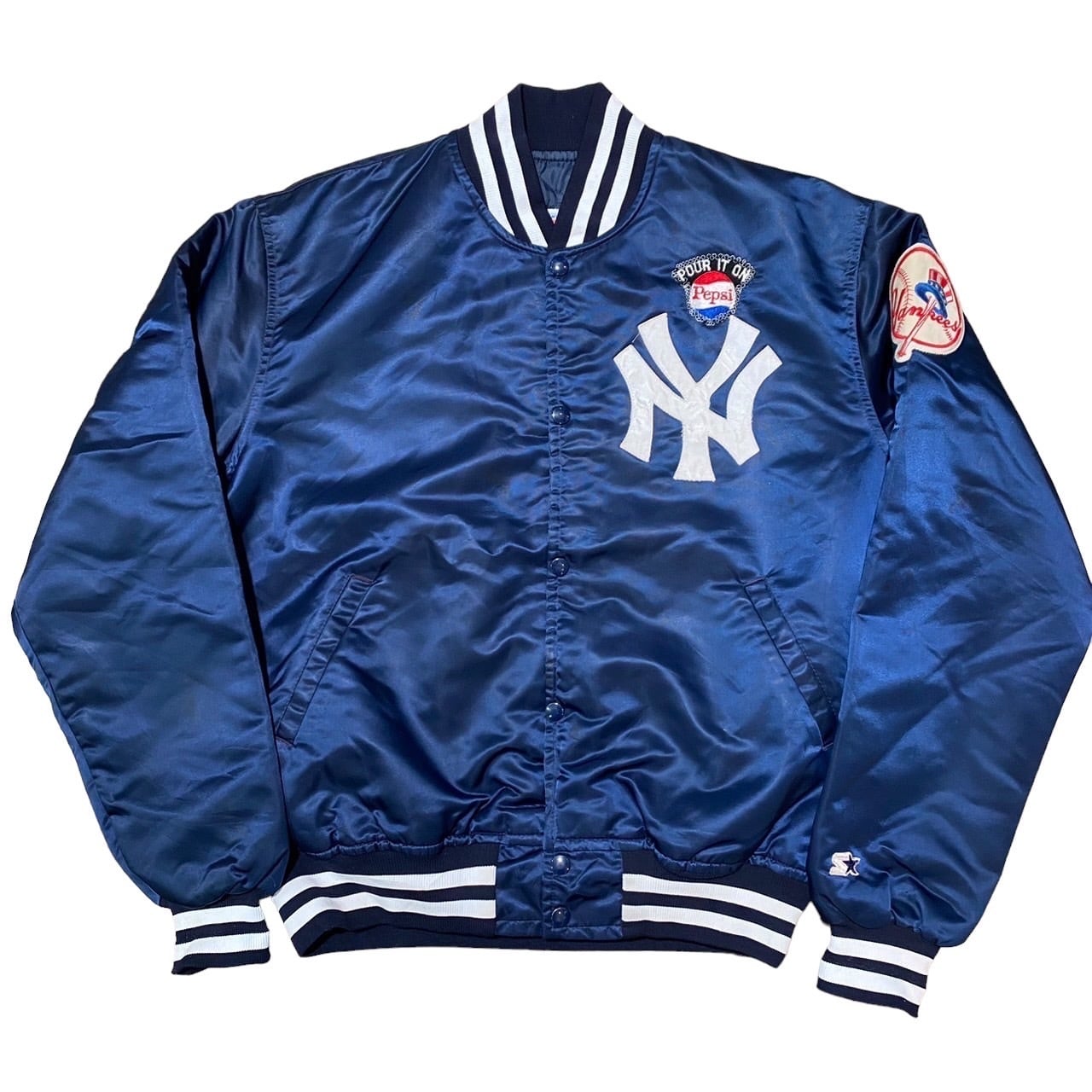 VINTAGE 90S STARTER MLB NEW YORK YANKEES NYLON STADIUM JACKET L
