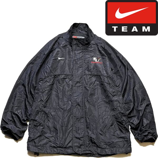 1点物◇ナイキTEAMビンテージ90s黒ナイロンジャケット古着メンズXXL