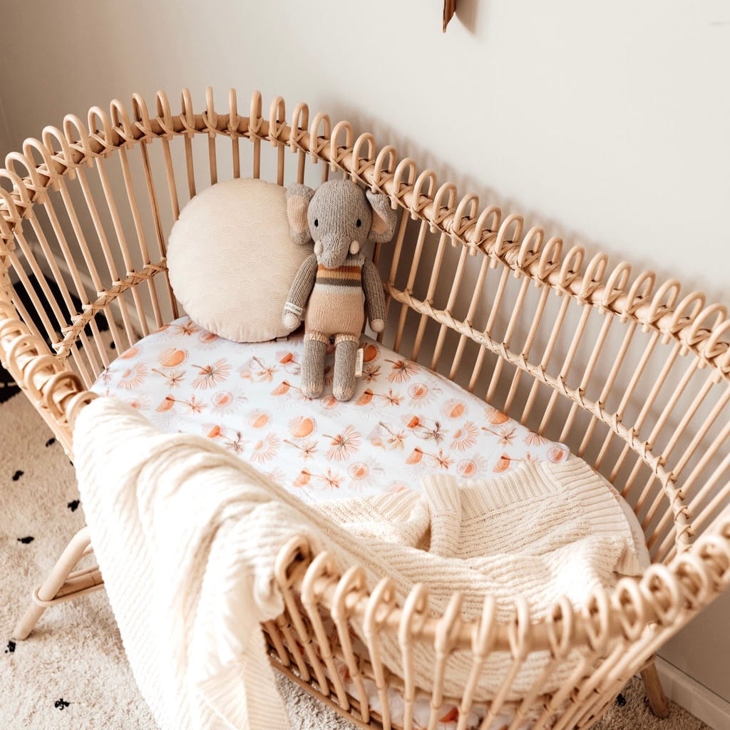 数量限定】ラタン ベビーベッド (マットレス付き) | HappyFace ラタン