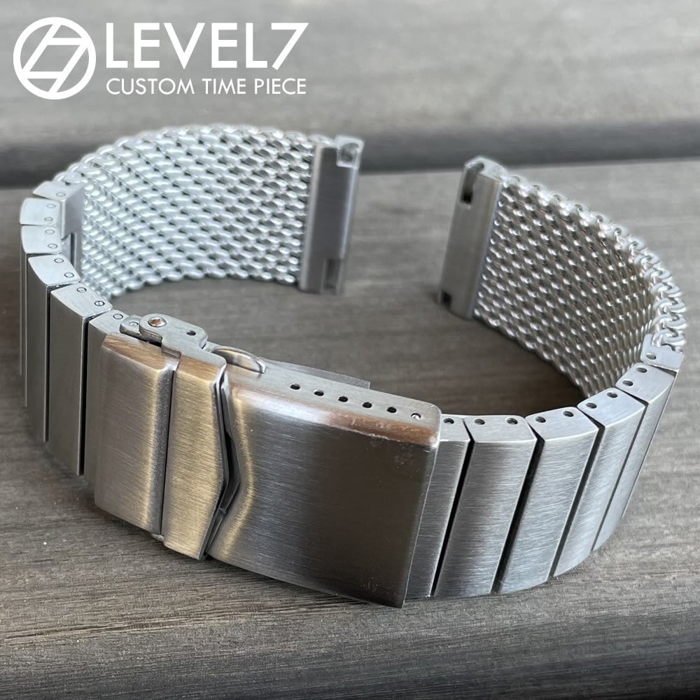 ラグ幅：20mm/22mm】SHARK/シャーク 1.2mmワイヤーメッシュベルト 無垢