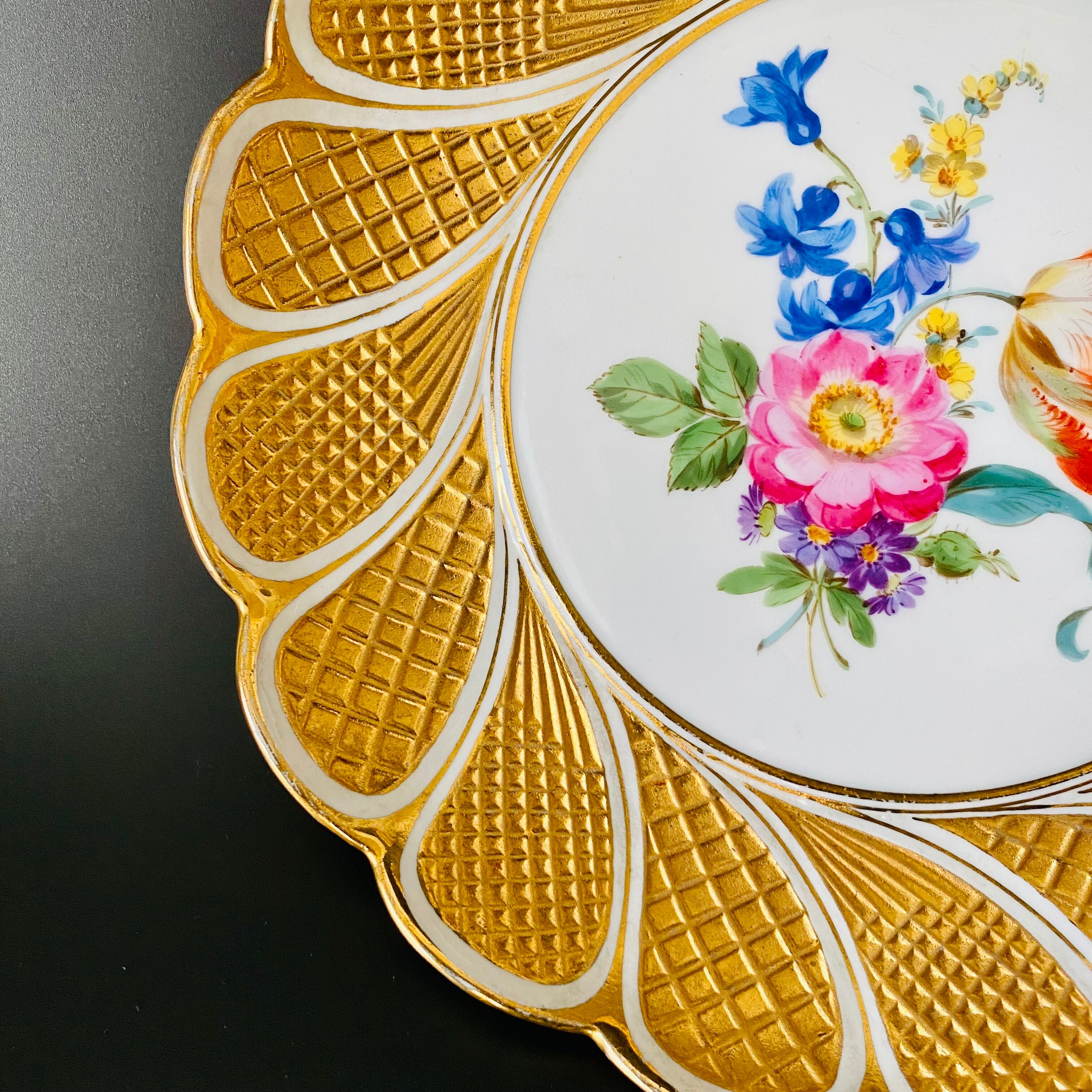 ☆マイセン☆1級品 プレート 花柄 ゴールドグランツ バラ 22cm