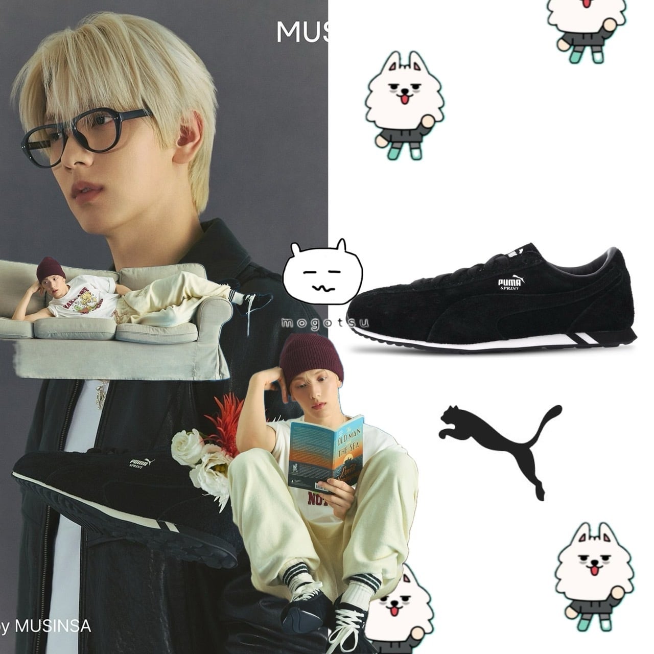 ☆TXT スビン 着用！！【PUMA】Sprint - (Hairy Suede) Black: Forest