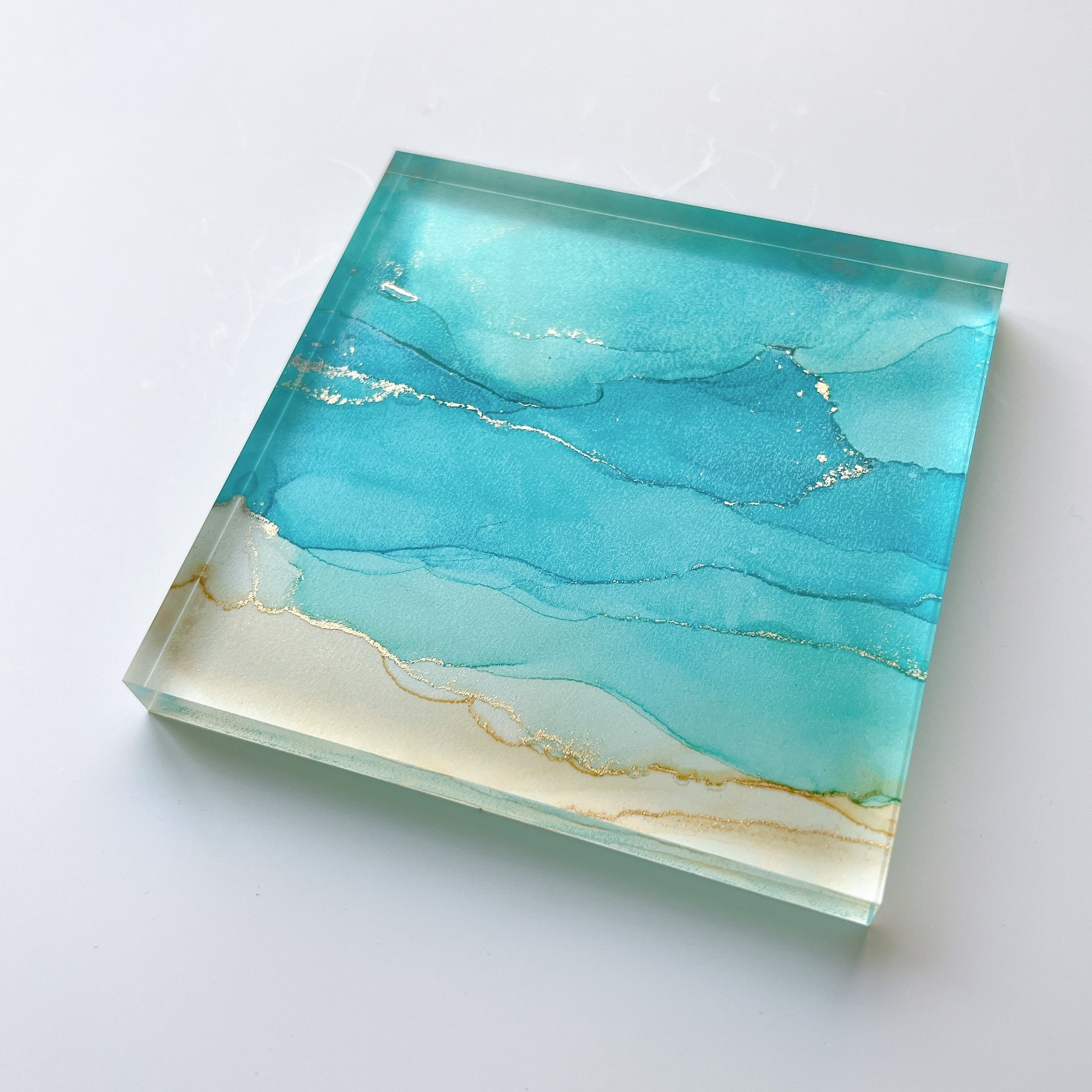 アクリルブロック＊アルコールインクアート原画 ＊ Ocean | Orsetto