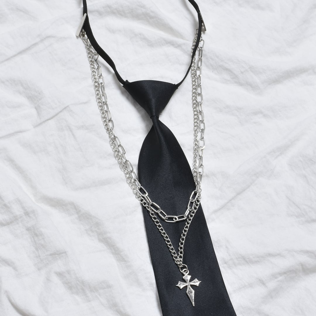 1/30新着】2点セット☆ネクタイ×ネックレスセット(サブカルロゴ刺繍