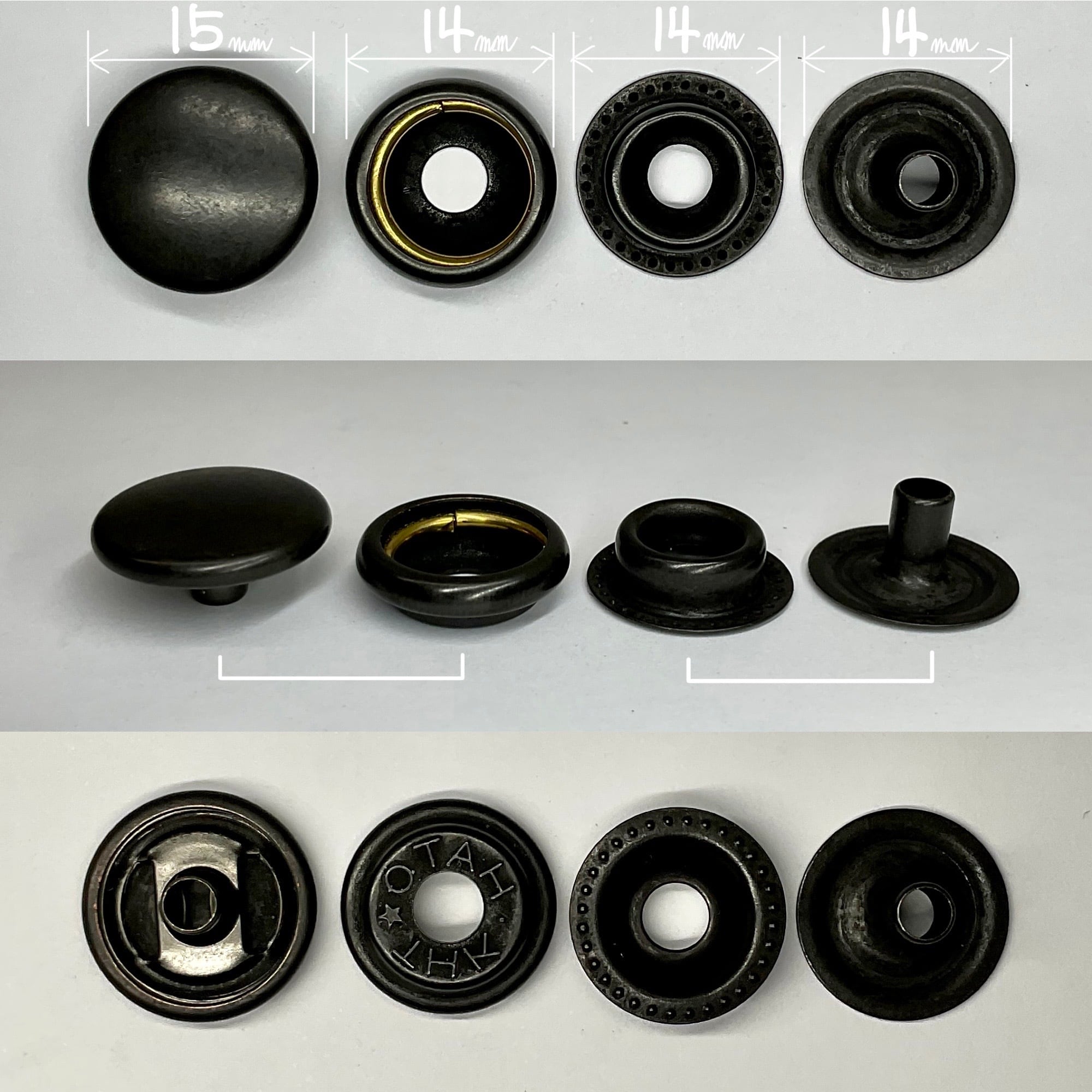 HASI HATO ジャンパーホック 大 (No.7050)【マットブラック】10組