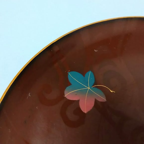 紅葉蒔絵 金縁 漆銘々皿 菓子皿 取皿 流水文 葉文 闇蒔絵 上品 うるし