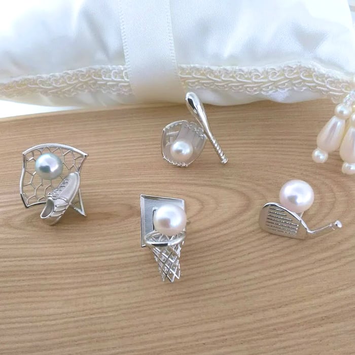 SVタックピン バスケット バスケ ギフト ピンブローチ シルバー あこや