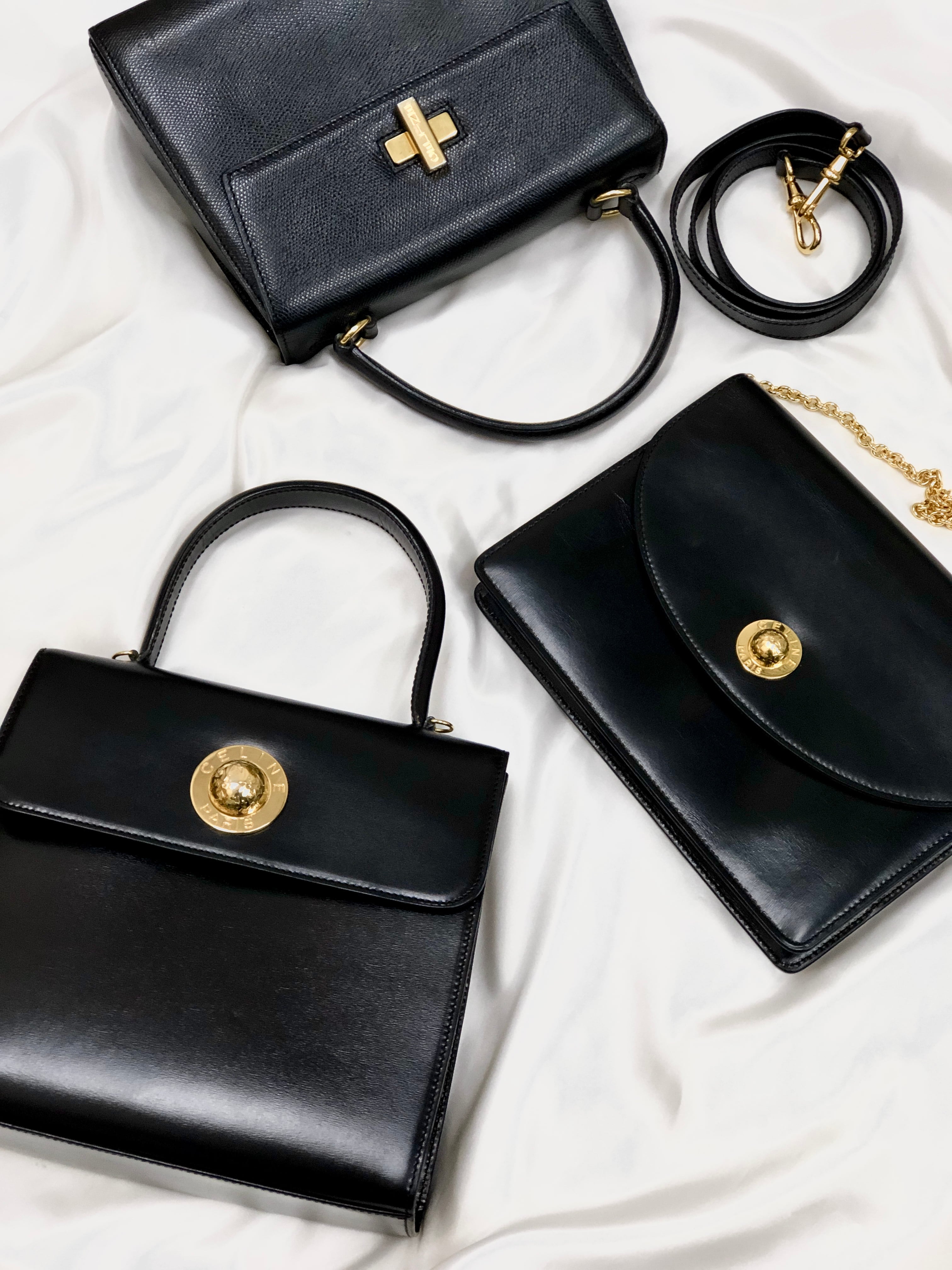 CELINE セリーヌ ロゴ ターンロック エンボスレザー トップハンドル