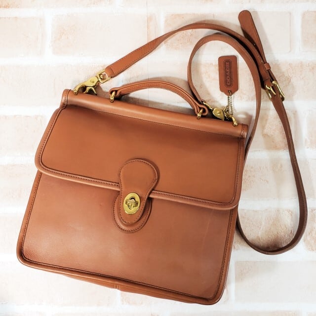 美品 オールドコーチ ☆USA製 ウィリス ターンロック レザー 2WAY