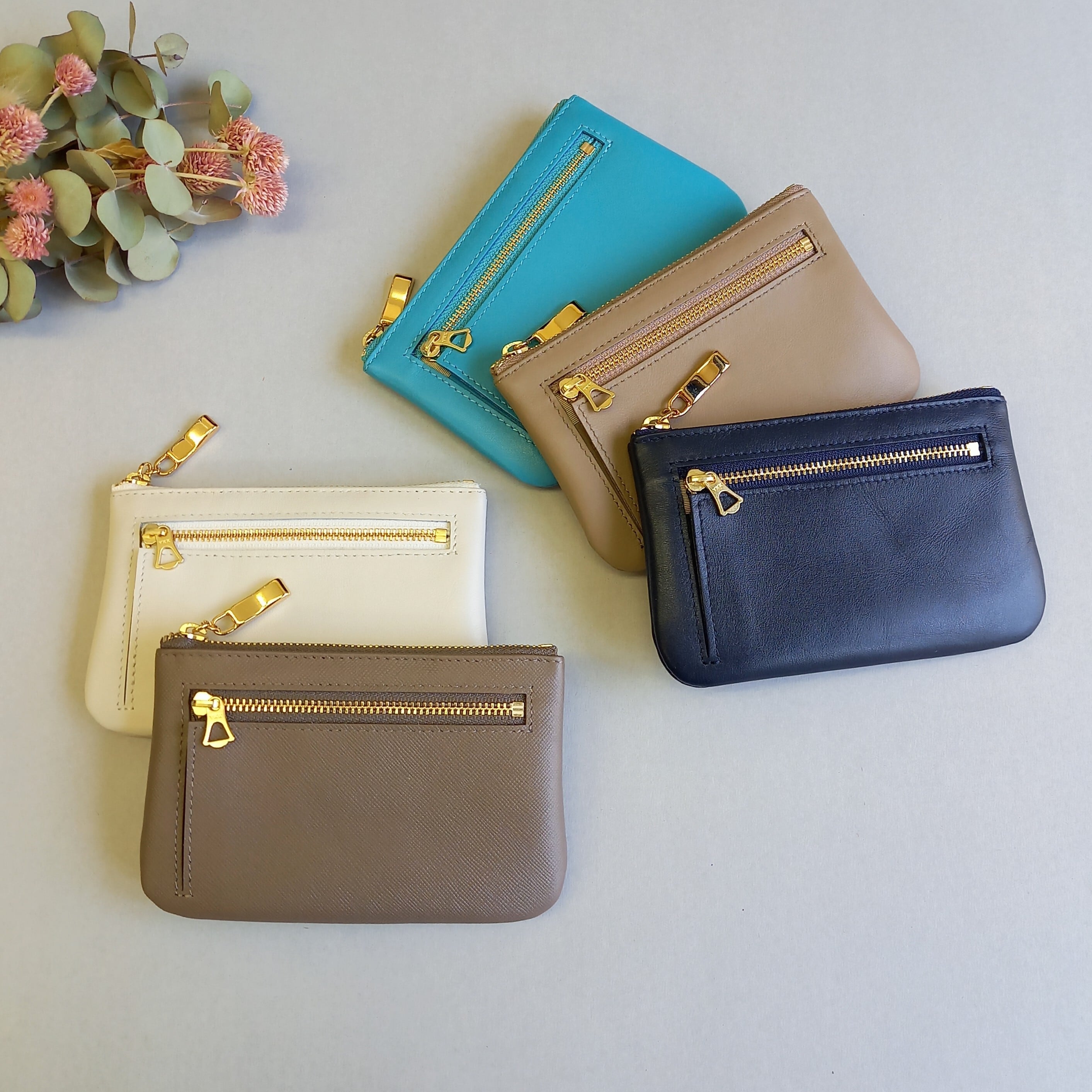 高級スムースレザー◇お財布にもなる本革ポーチ(ネイビー) ミニ財布