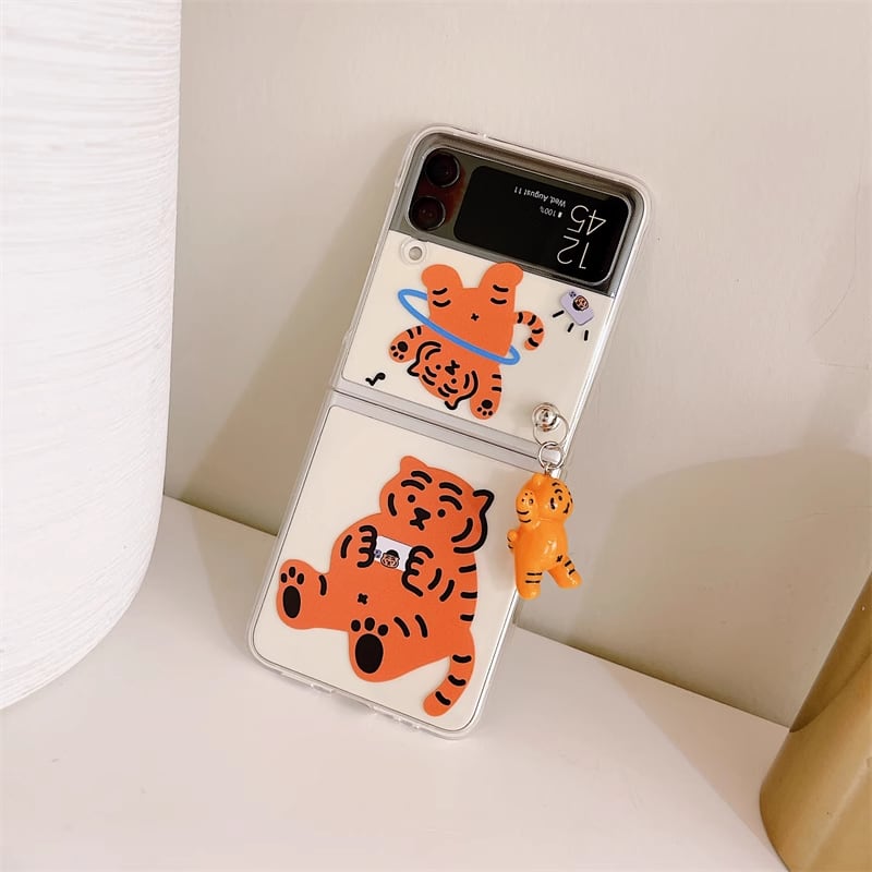 Galaxy Z Flip5ケース 虎柄 可愛い Galaxy Z Flip4ケース 怠け