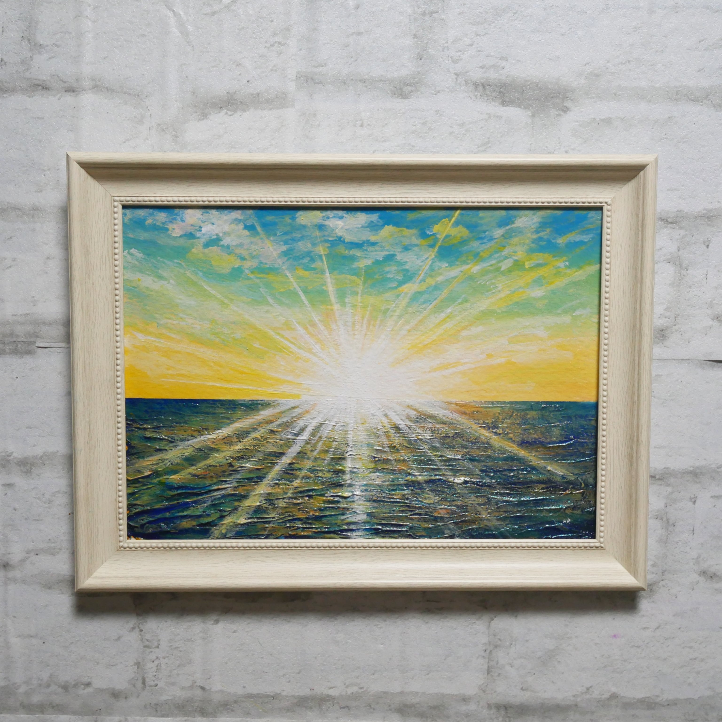 油絵 油彩 油彩画 絵 絵画【朝日の海】 | HIROSHI1990