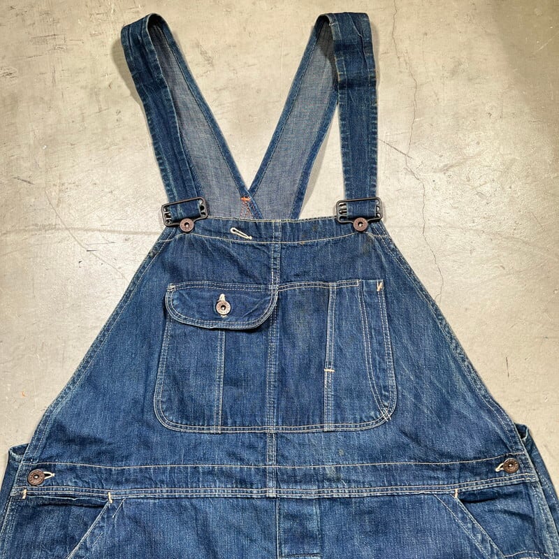 40's Unknown デニムオーバーオール 大戦モデル 月桂樹ボタン ワーク