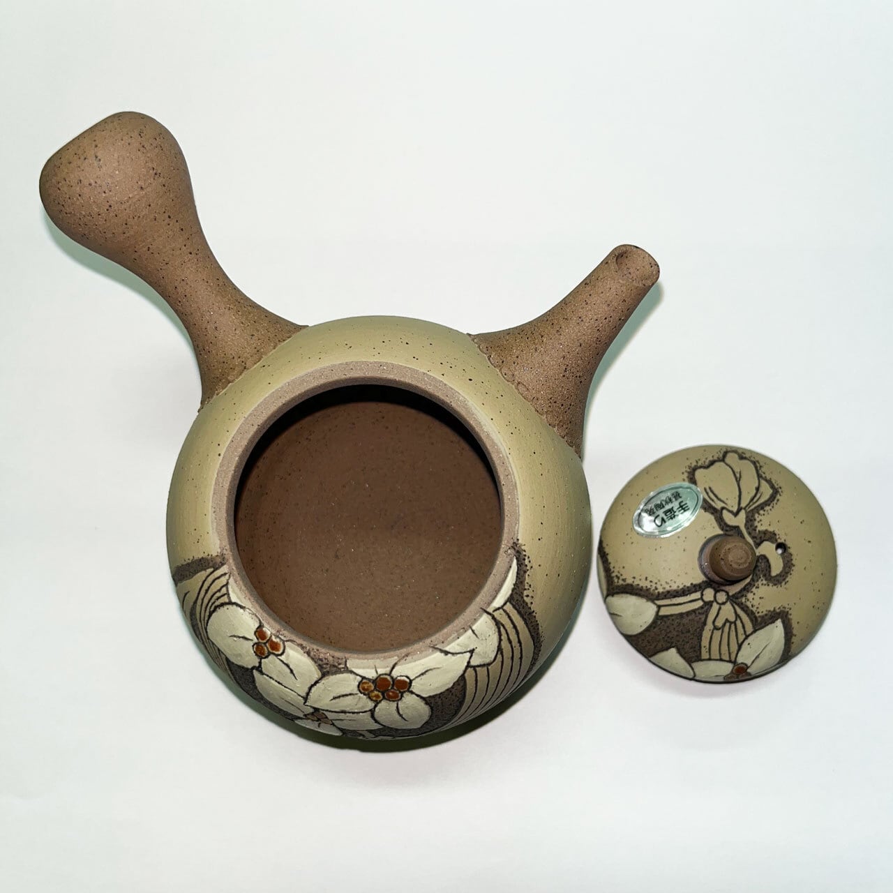 常滑焼 美しい花柄の手作り急須 甚秋陶苑(伊藤成二)作 新品・未使用品