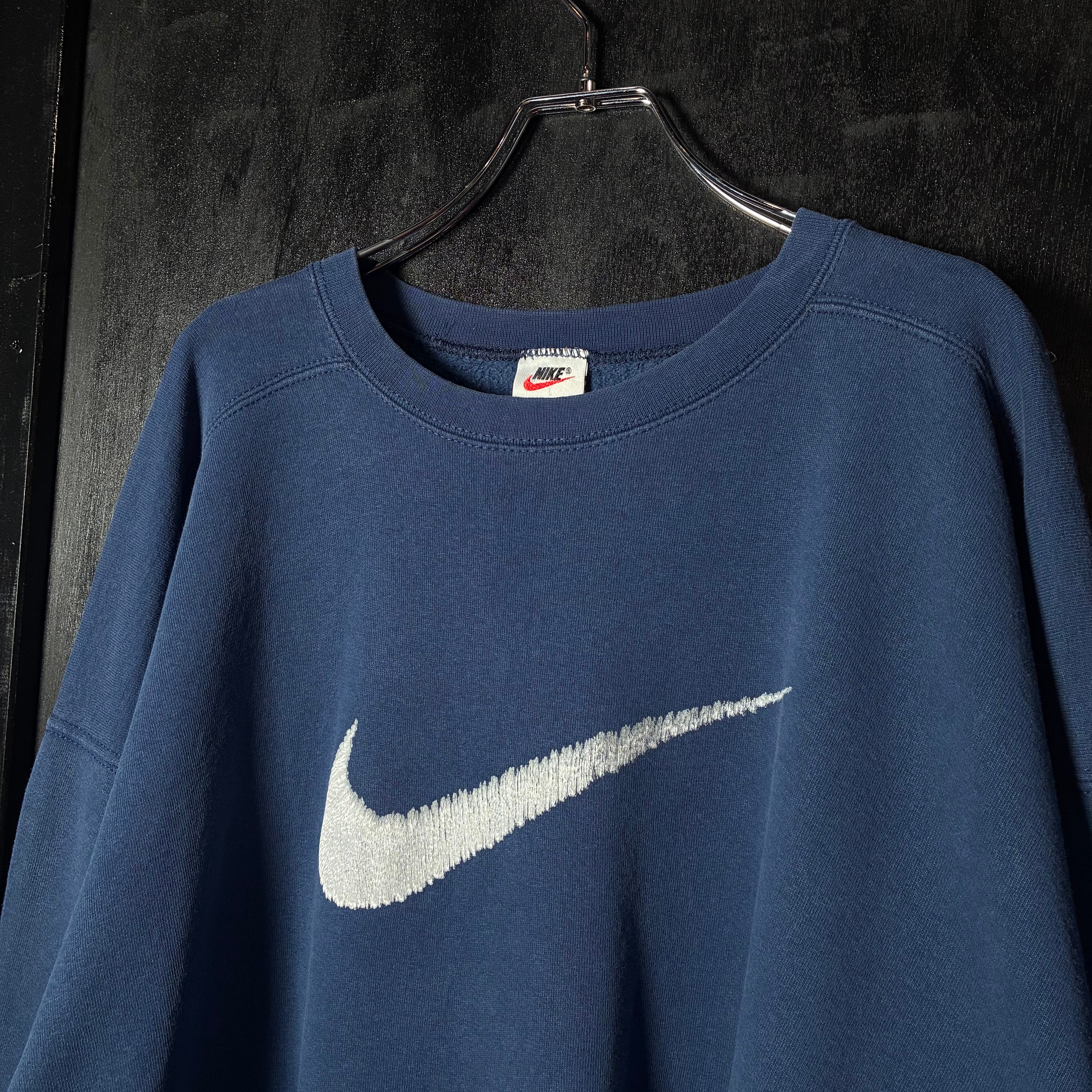 90s USA製 NIKE ロゴスウェット ネイビー ロゴドンナイキ XL | 古着屋