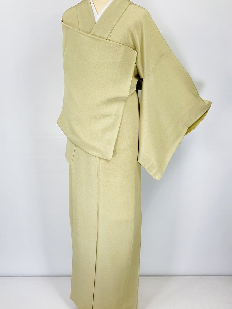 極角通し 砂川健一 江戸小紋 一つ紋 正絹 黄色 黄緑 844 | kimono Re