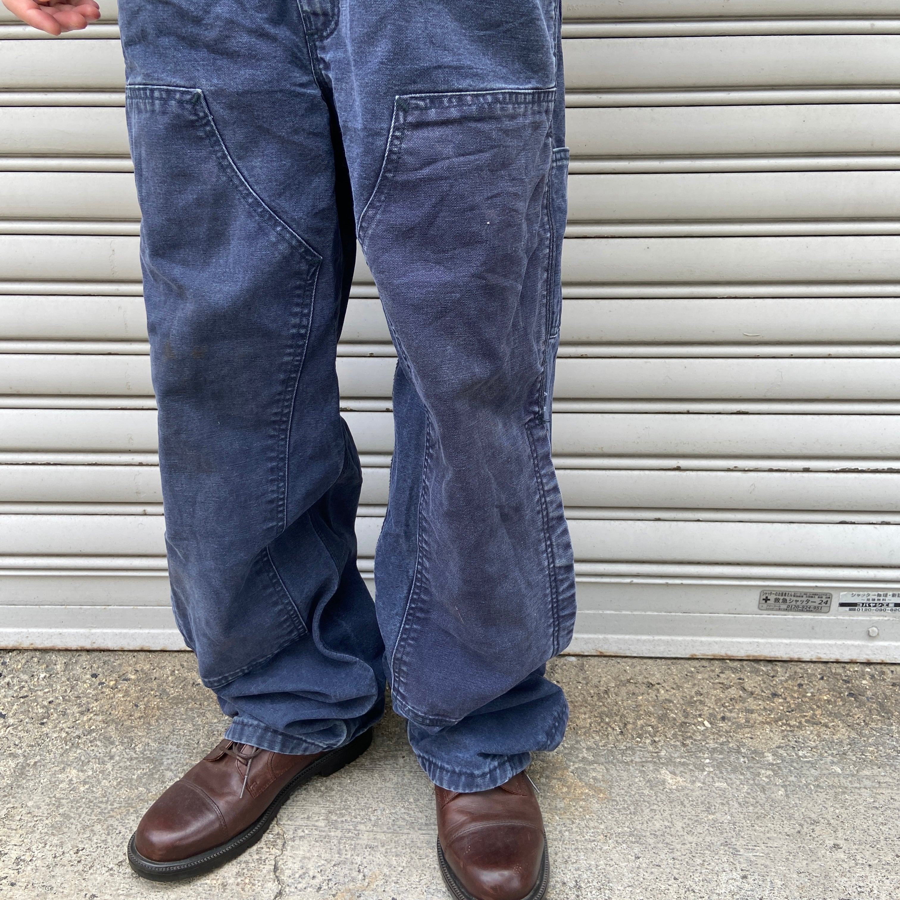 Carhartt FR ビブオーバーオール ダック地 ダブルニー 紺 W34 | 古着屋 Uan