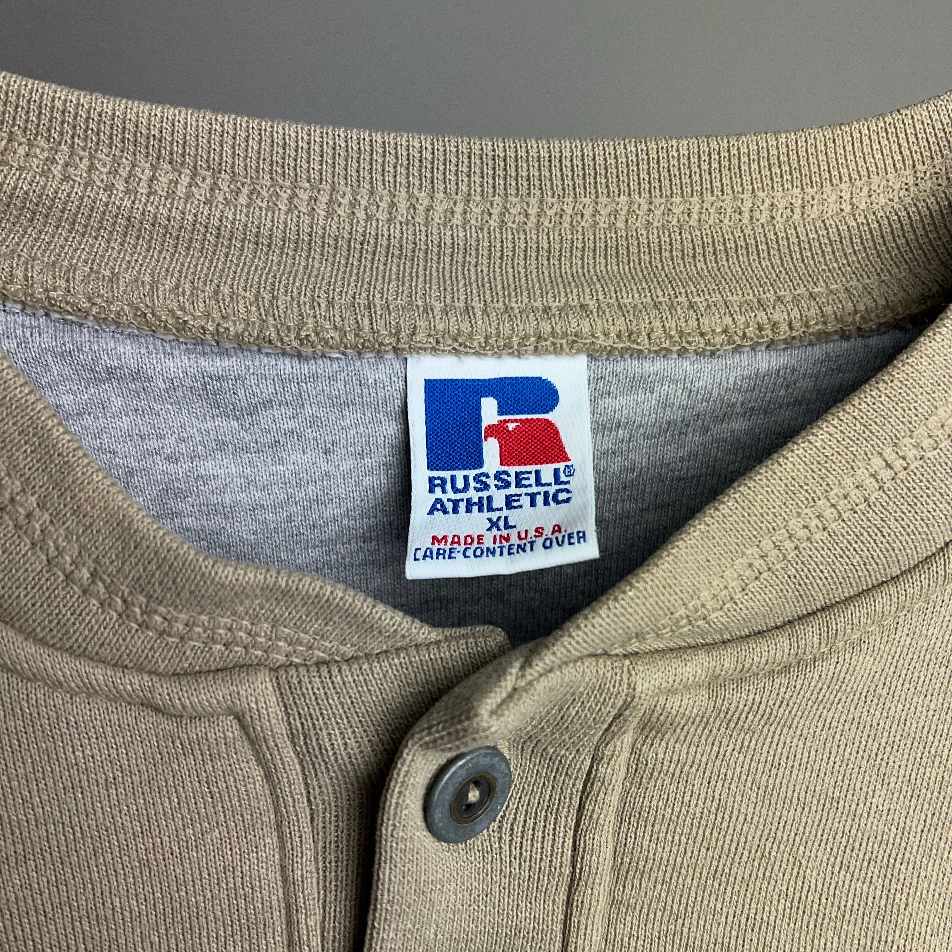 90's RUSSELL ATHLETIC Henley neck Sweatshirt USA製 SIZE XL 90年代
