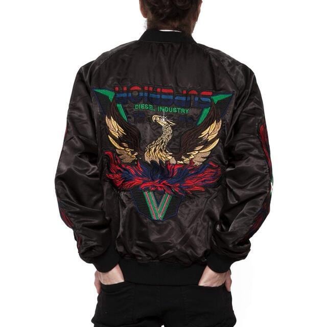 DIESEL スカジャン M リバーシブル 刺繍 サテン ベロア ブラック