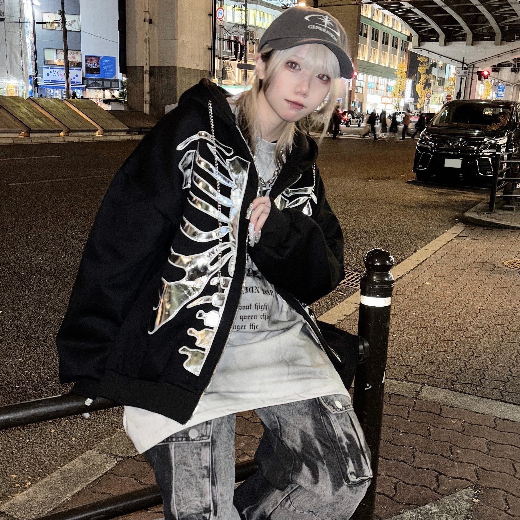 メタルBONE ZIPパーカー(裏起毛) | VOLCAN&APHRODITE