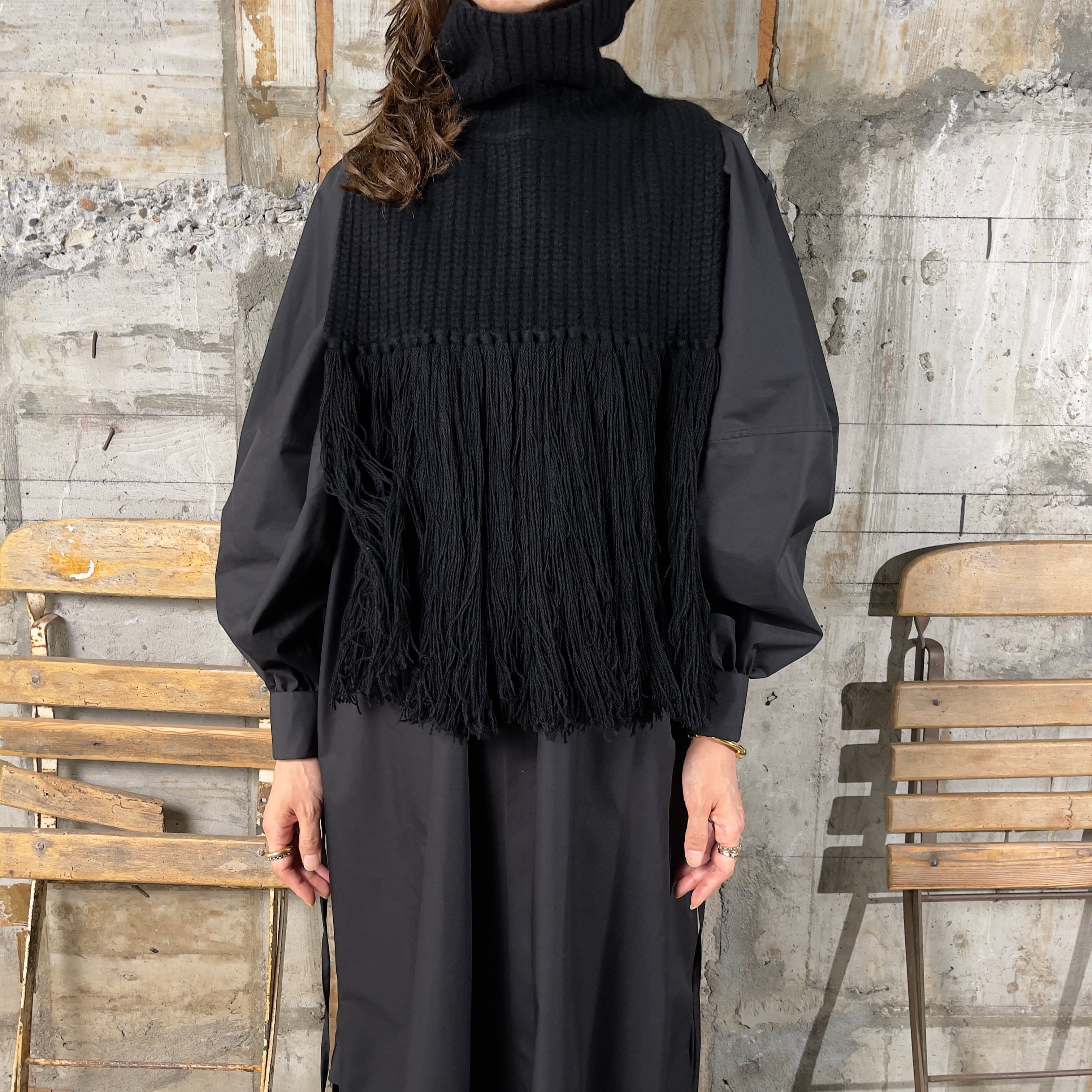 HYKE【ハイク】 RIBBED SWEATER NECK WARMER ( 11335 / BLACK