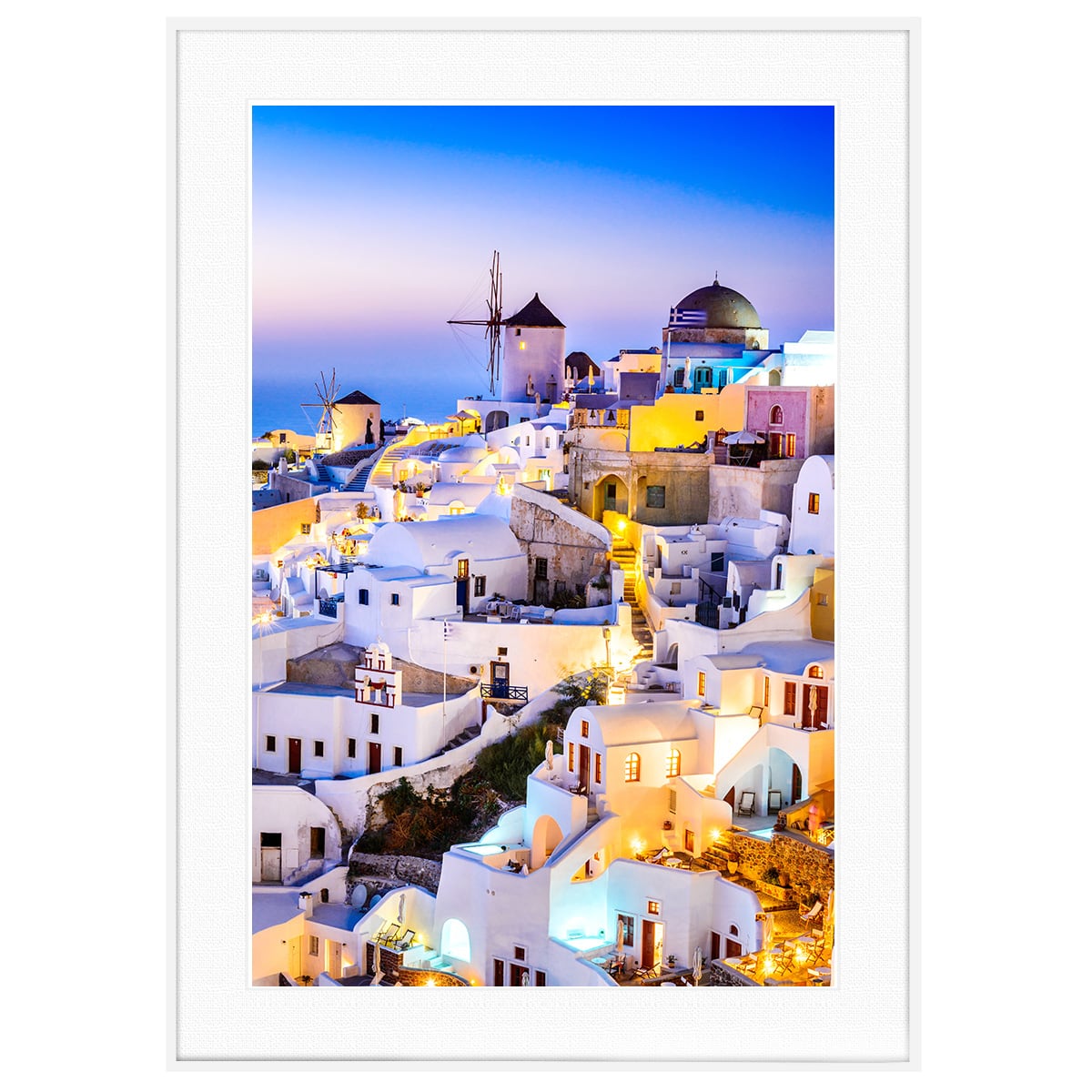 ギリシャ 風景写真 サントリーニ島の夕日 インテリアアートポスター