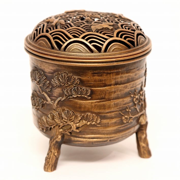 精山・松竹梅・千鳥透・香炉・No.180919-07・梱包サイズ60