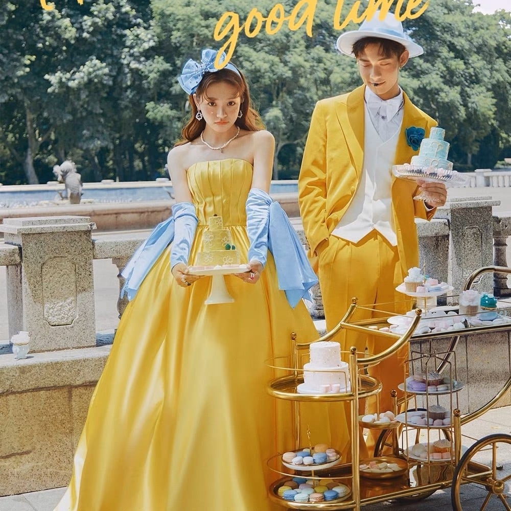 モードカラー：POPイエロードレスブルー袖付き | Miharu shop美晴