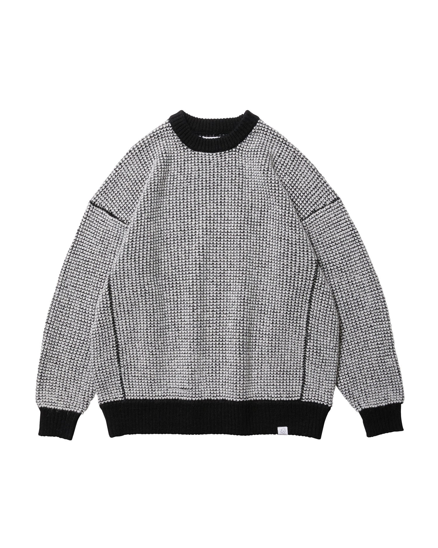 EVISEN / WAFFLE MOHAIR CREWNECK / BLACK/WHITE | LATITUDE