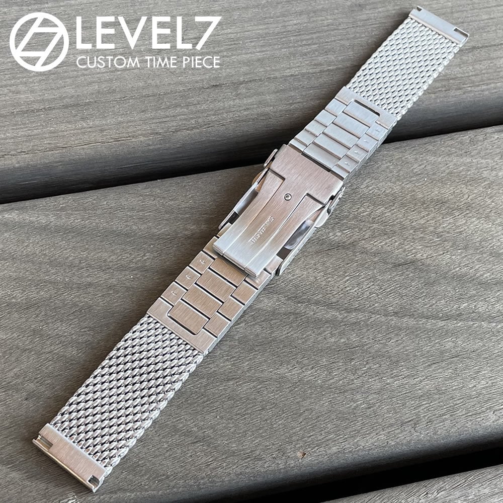 ラグ幅：20mm/22mm】SHARK/シャーク 1.2mmワイヤーメッシュベルト 無垢