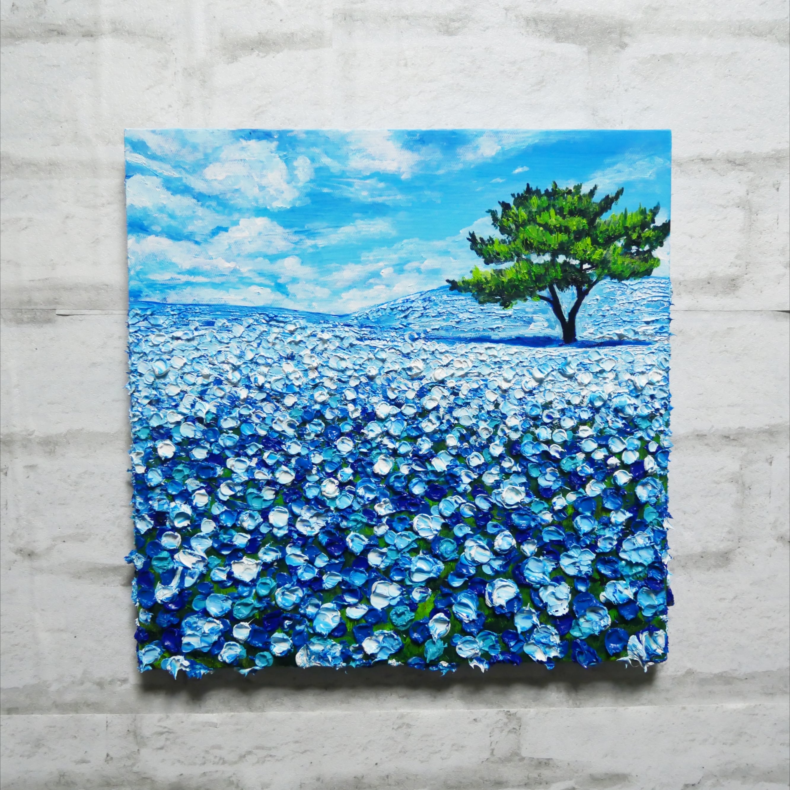 油絵 絵画 アートパネル【ネモフィラの丘】 | HIROSHI1990