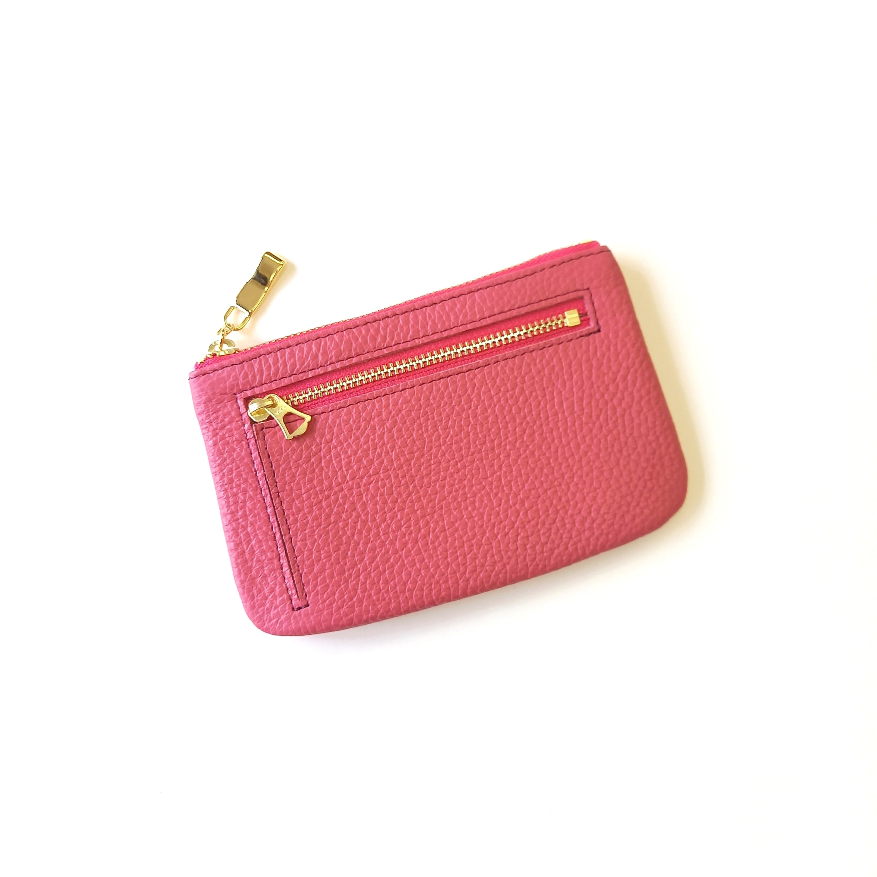 お財布にもなる本革ポーチ(チェリーピンク) ミニ財布としてもポーチ