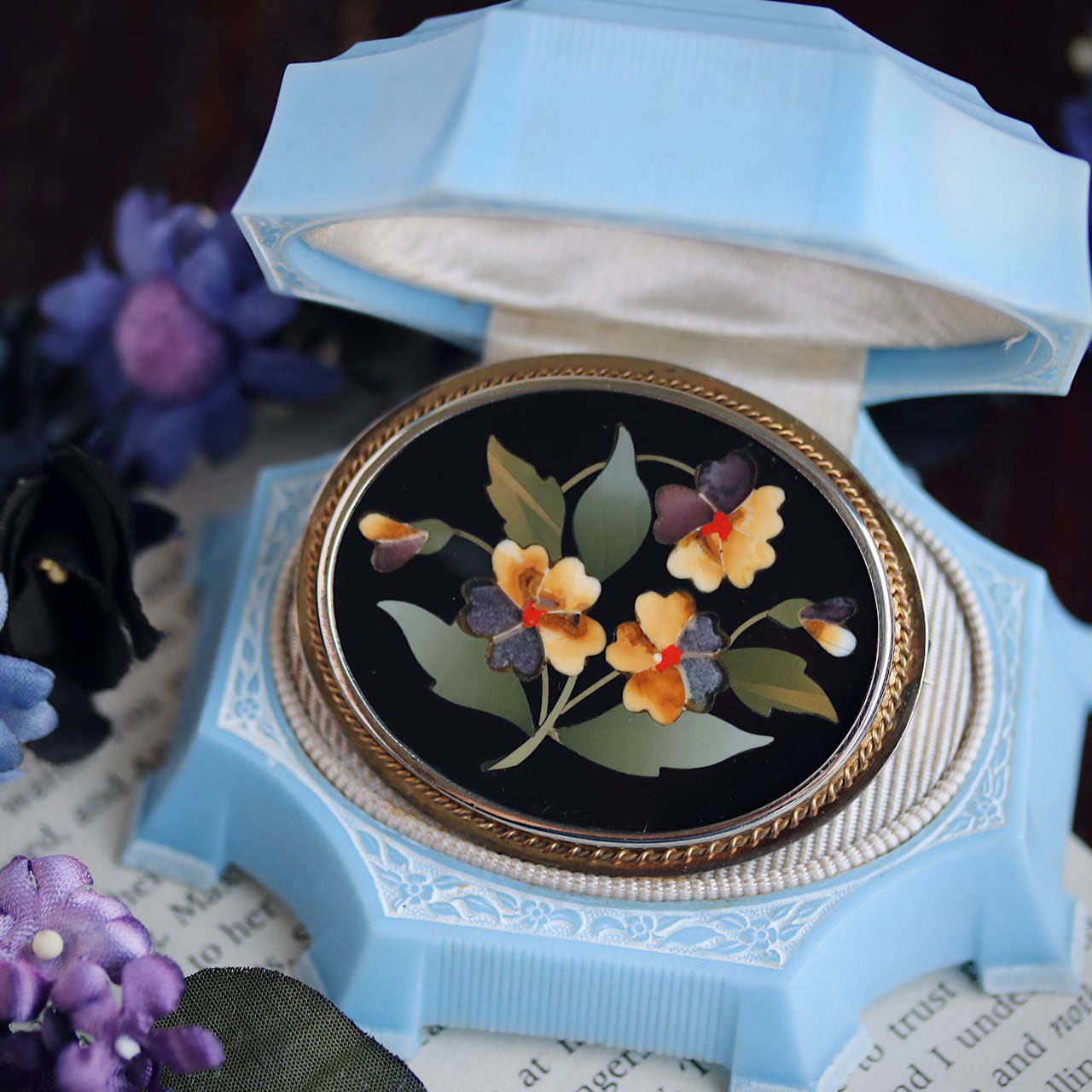 silver800 スミレの花 フローレンスモザイク ピエトラドュラ