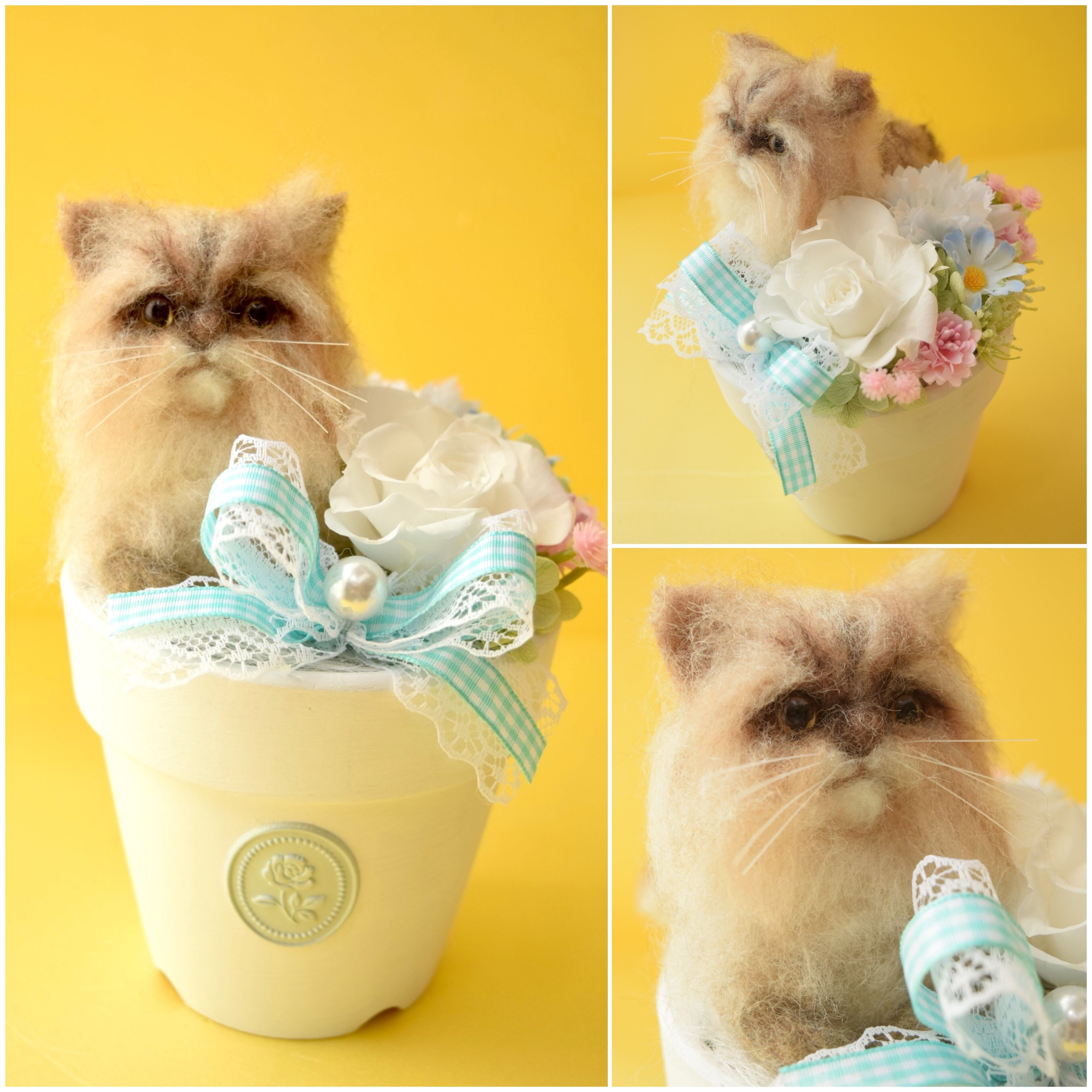 ドールとお花1輪【オーダーメイドで愛犬.愛猫の羊毛フェルト・お供え花