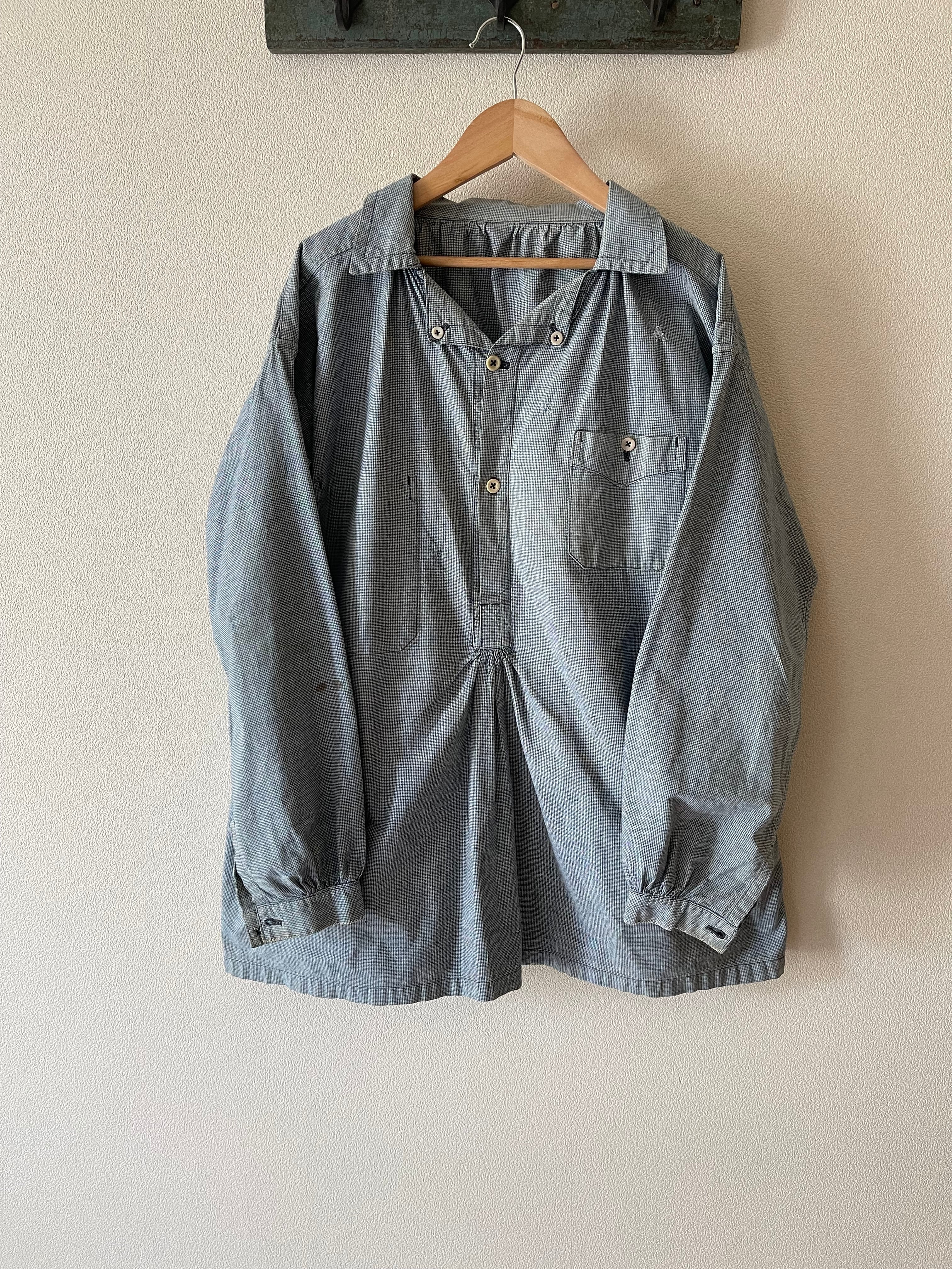 1930s French Vintage indigo houndstooth butcher smock | Le Coeur