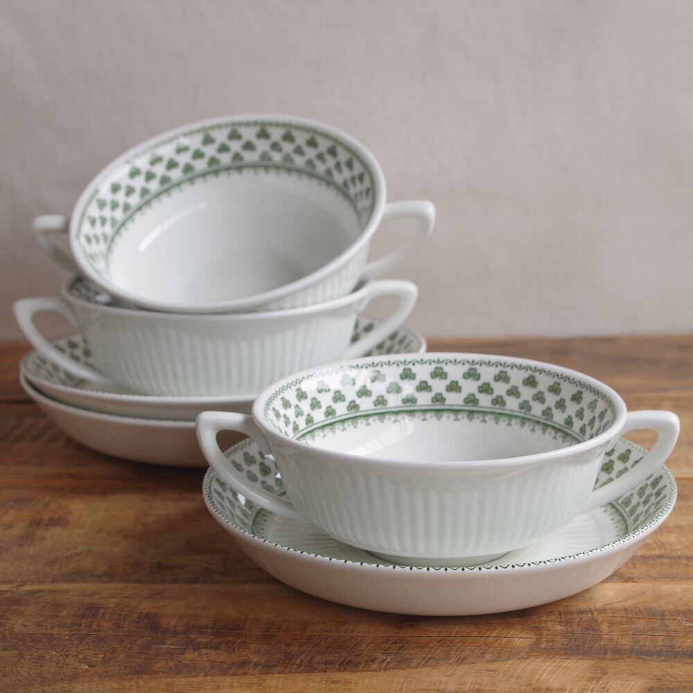 アダムス クローバー柄 スープカップ ソーサー リンカーン グリーン